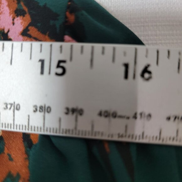 Maurices Womens Tunic 1X Pull Over Long Sleeve V neck Green & Orange Floral - Picture 5 of 11